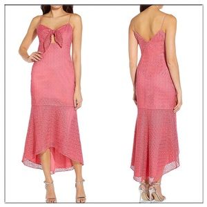 Aidan Mattox Pink Lace Midi Dress Tie Front Size 8 NWT $265